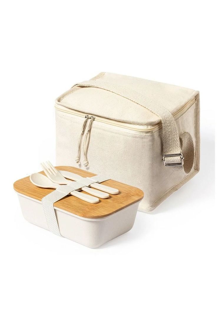 Set Bolso Cooler Tupper Hermético Cubiertos PP Bambú Parum 1000 ML-1