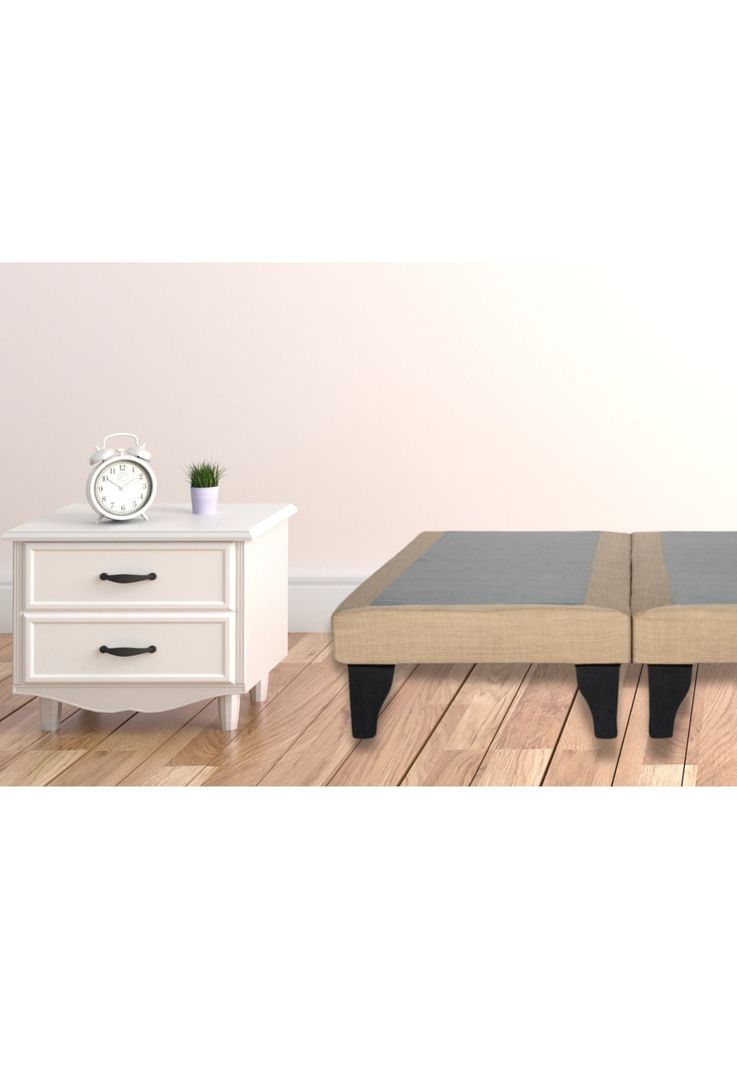 Base Dividida Cama Europea Super King 200x200 CM Beige Felpa-4