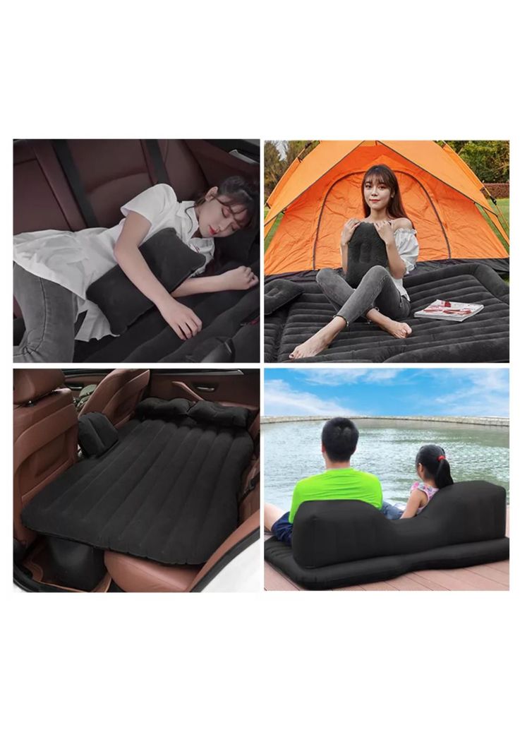 Colchón Inflable Auto Almohada Compresor Negro-5