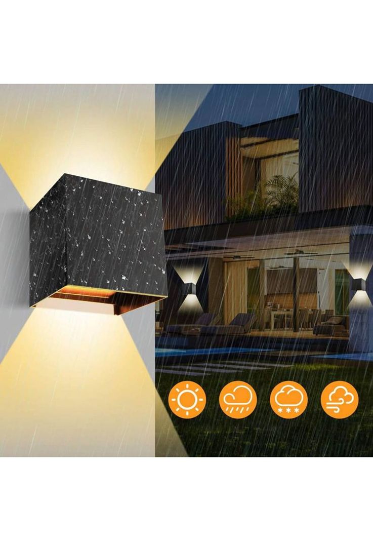 Aplique Foco Luz Cálida Pared LED Exterior 10x10 CM-4
