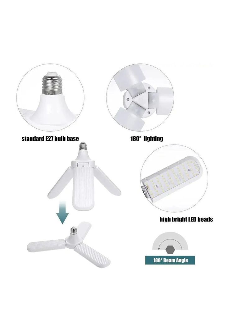 Pack 3 Ampolleta LED 45 Watt Angulo Ajustable 3 Aspas Luz Fría Blanco-3