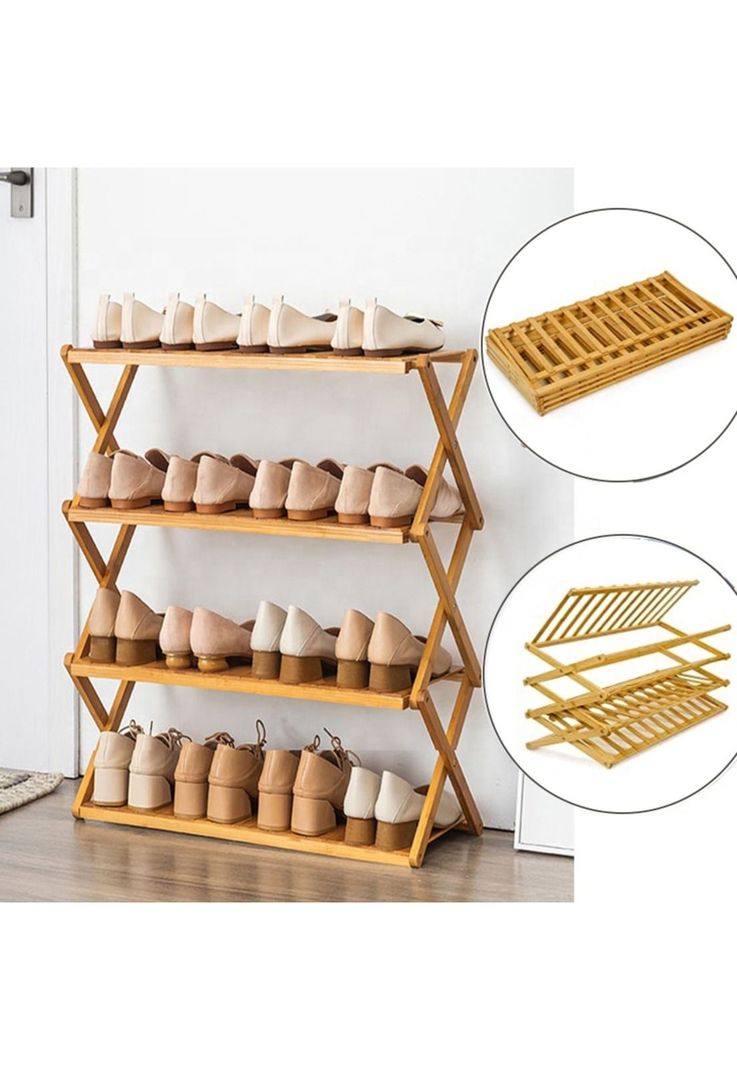 Zapatero Organizador Madera 4 Niveles 68x49x26 CM Café-3