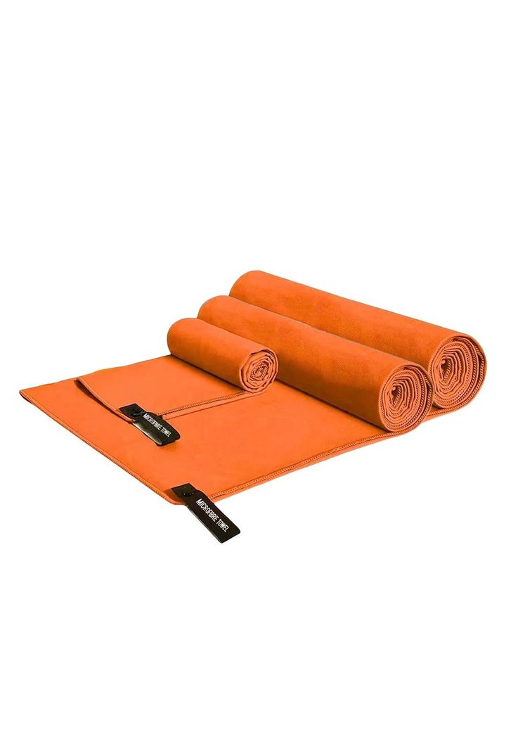 Set 3 Toallas Baño Viaje Microfibra Secado Rápido Naranja-2