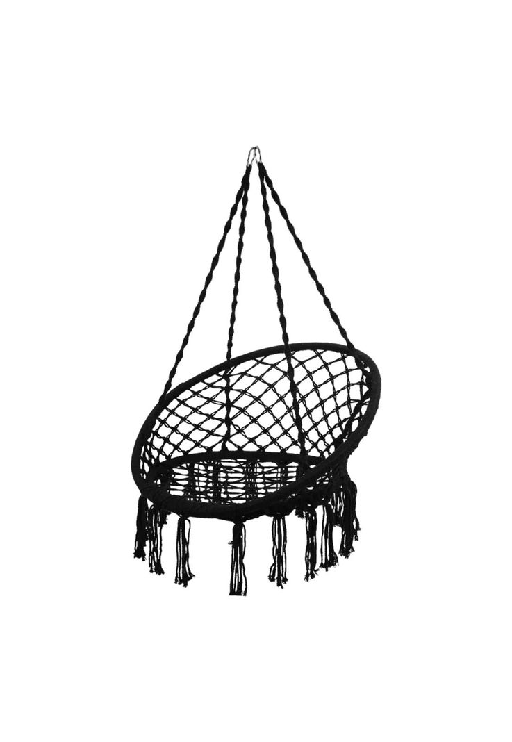 Hamaca Silla Columpio Algodón Negra 80 x 70 CM-0