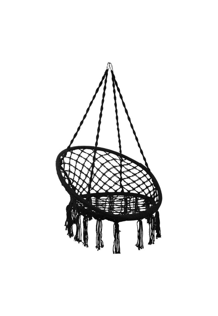 Hamaca Silla Columpio Algodón Negra 80 x 70 CM-1