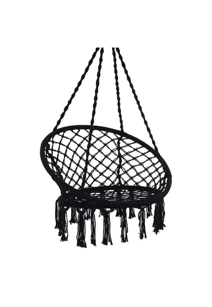 Hamaca Silla Columpio Algodón Negra 80 x 70 CM-2