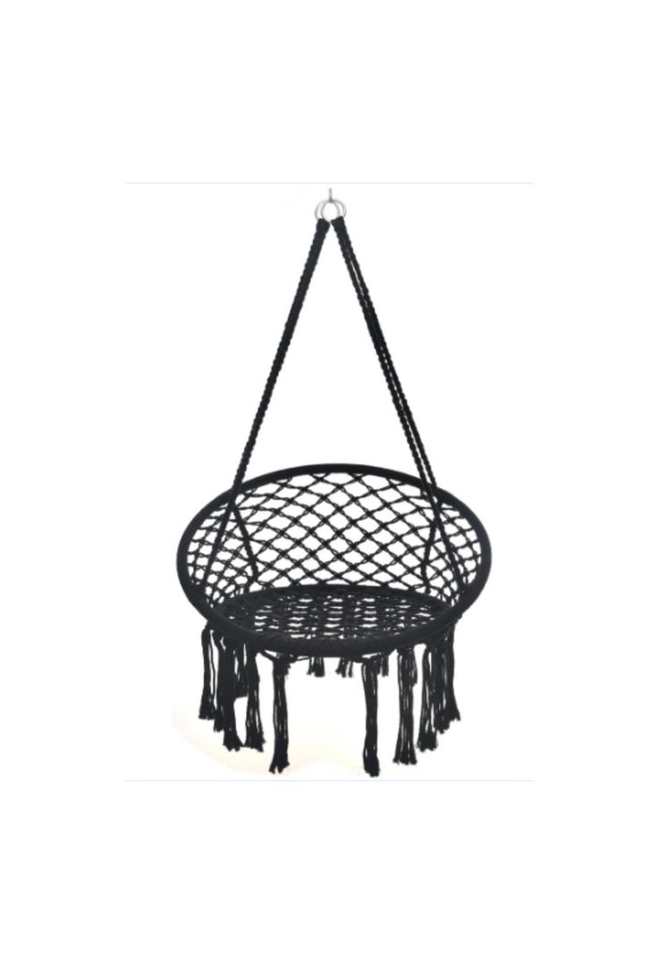 Hamaca Silla Columpio Algodón Negra 80 x 70 CM-3