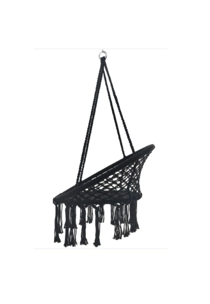 Hamaca Silla Columpio Algodón Negra 80 x 70 CM-4