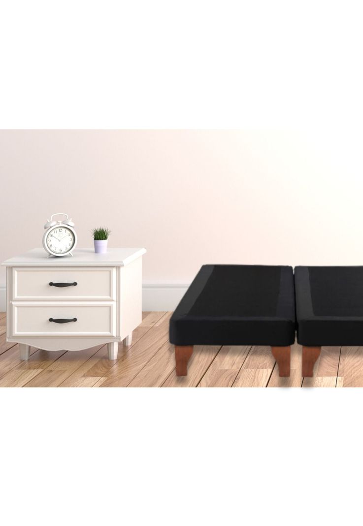 Base Dividida Cama Europea Super King 200x200 CM Negro Lino-4
