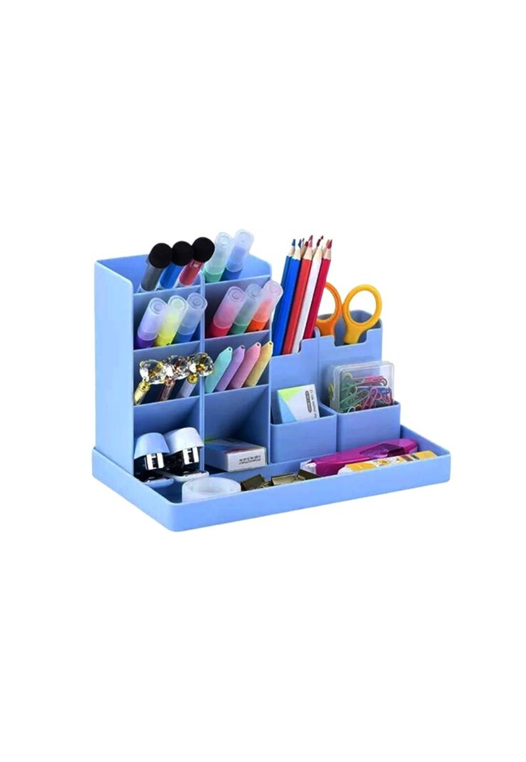 Organizador Escritorio Portalápices Plumones Azul-1