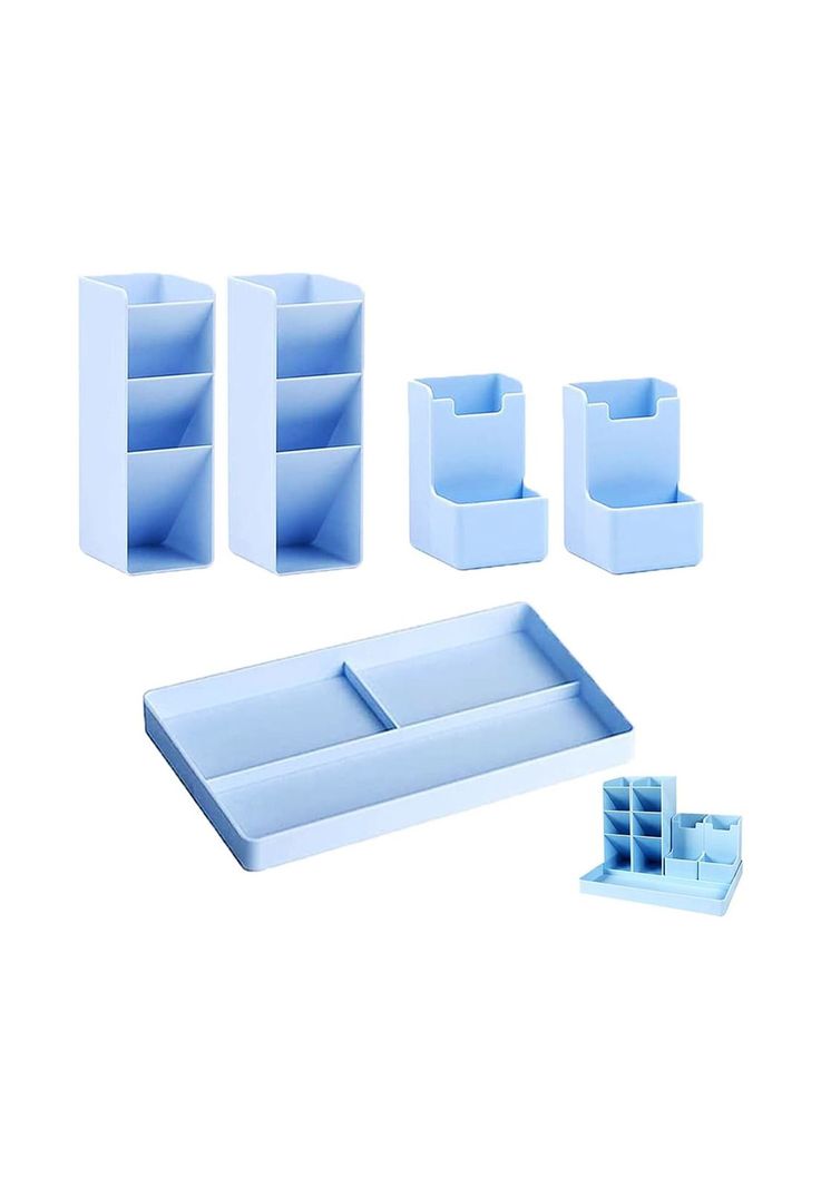 Organizador Escritorio Portalápices Plumones Azul-3