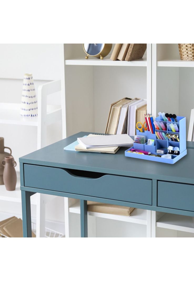 Organizador Escritorio Portalápices Plumones Azul-4