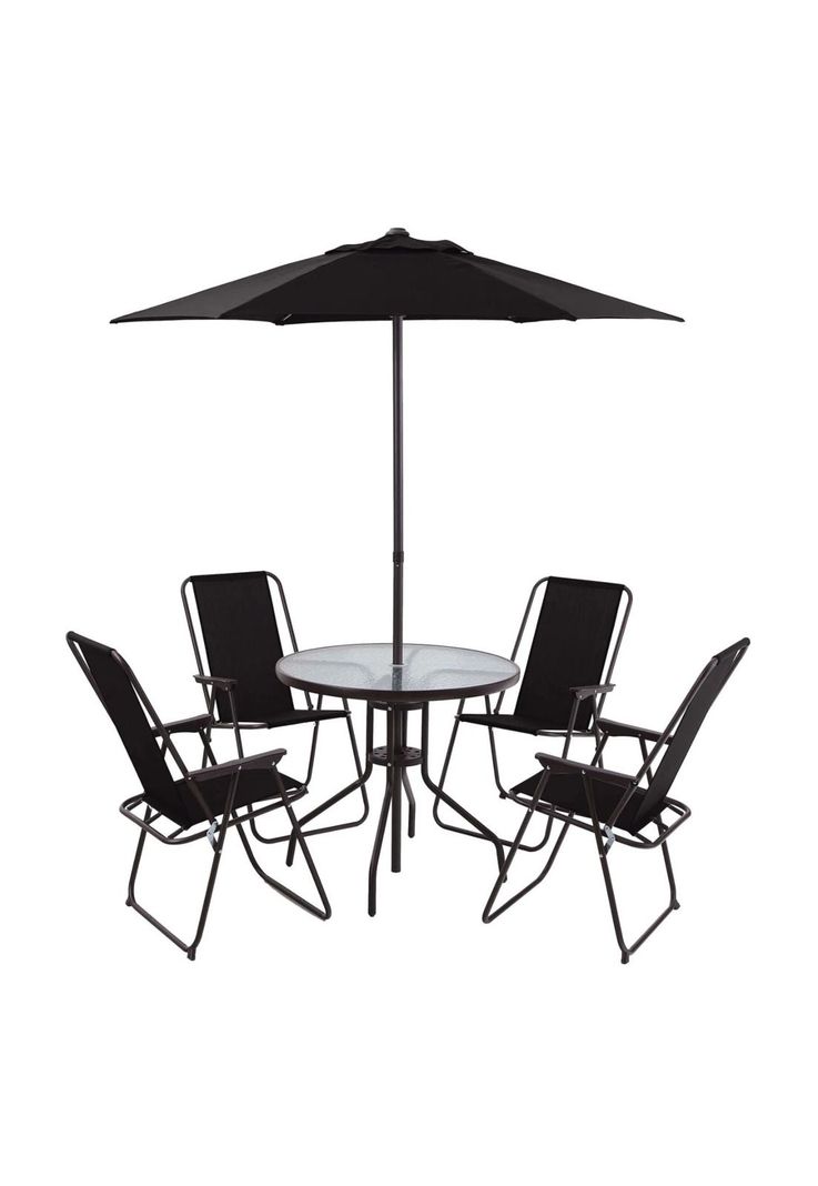 Juego Comedor Terraza Jardín Exterior + 4 Sillas Quitasol Metal-0