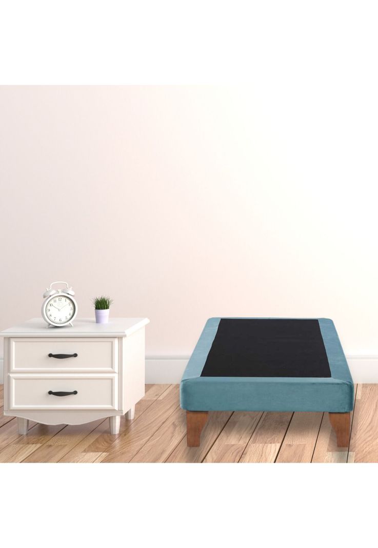 Base Cama Europea 1 Plaza 90x190 CM Turquesa Felpa-4