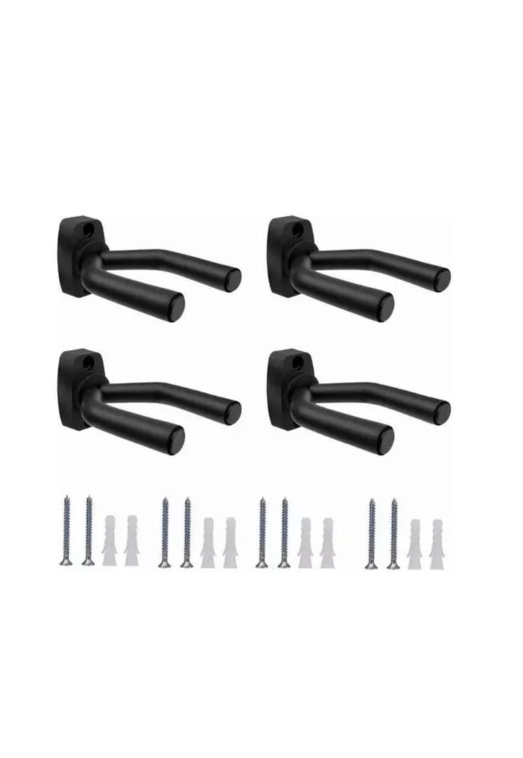 Pack 4 Soporte Guitarra Pared Colgador Bajo Ukelele Negro-2