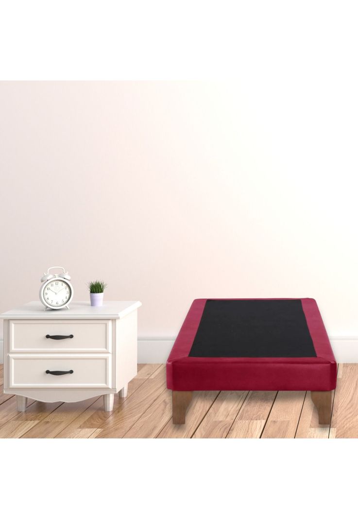 Base Cama Europea 1 Plaza 90x200 CM Burdeo Felpa-4