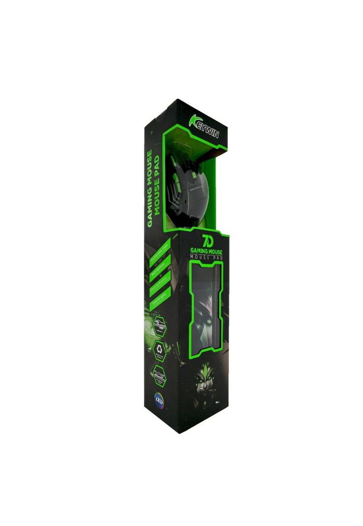 Kit Mouse Gamer Mousepad Ergonómico Verde-1