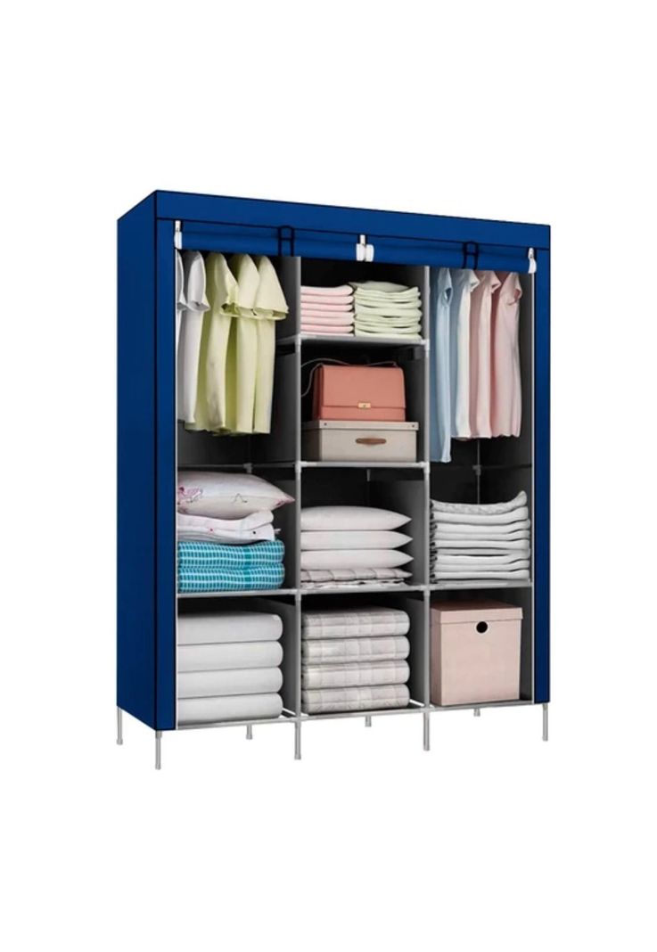 Closet Organizador Armable Tela Azul 3 Cuerpos 130x45x175 CM-0