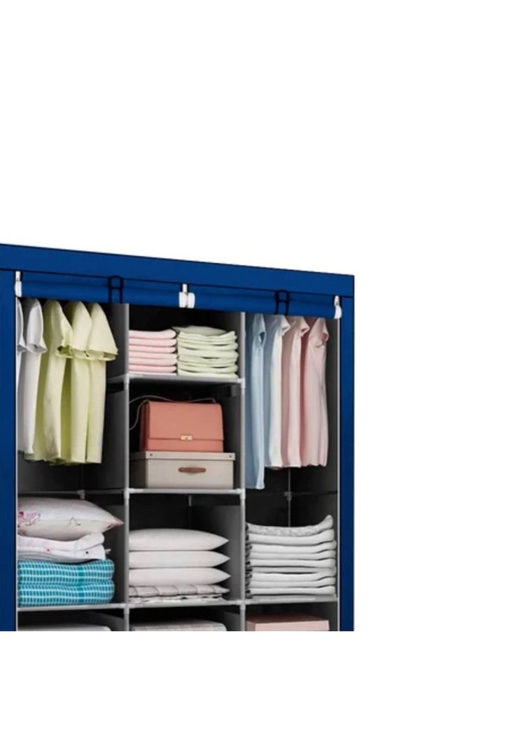 Closet Organizador Armable Tela Azul 3 Cuerpos 130x45x175 CM-1
