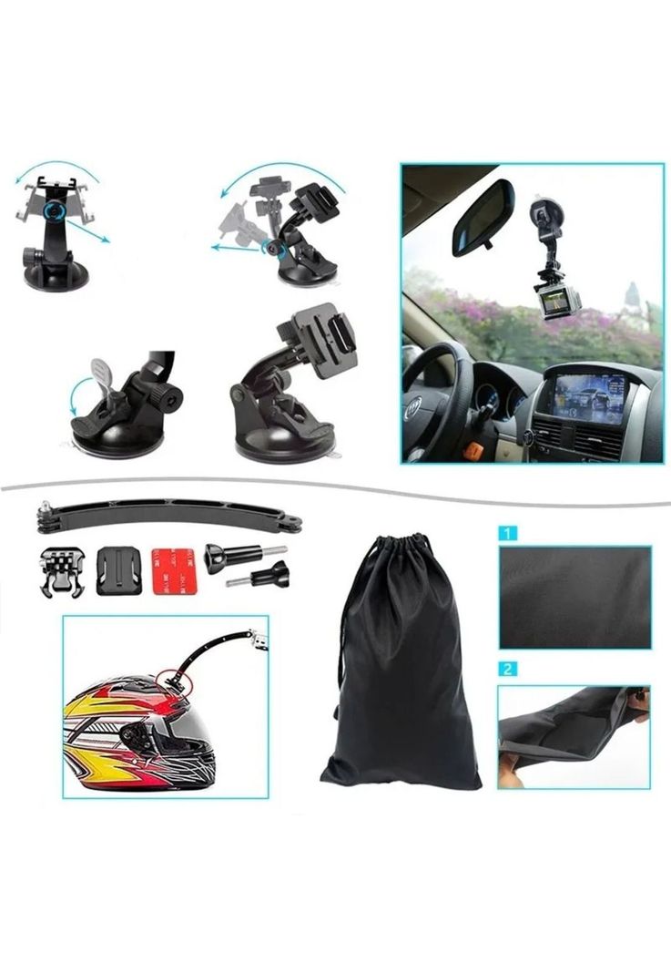 Kit 40 Accesorios Cámara Deportiva GoPro Estuche-4