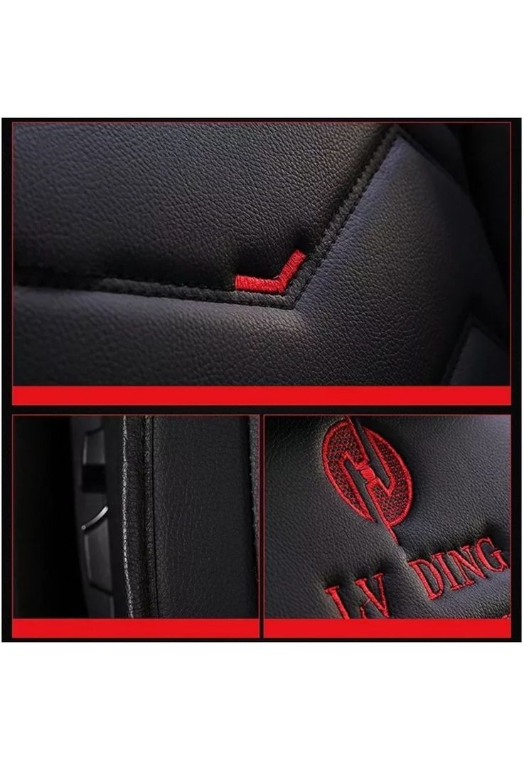 Set Fundas Cuero Cubre Asientos Automóvil Completo Deluxe Rojo-4