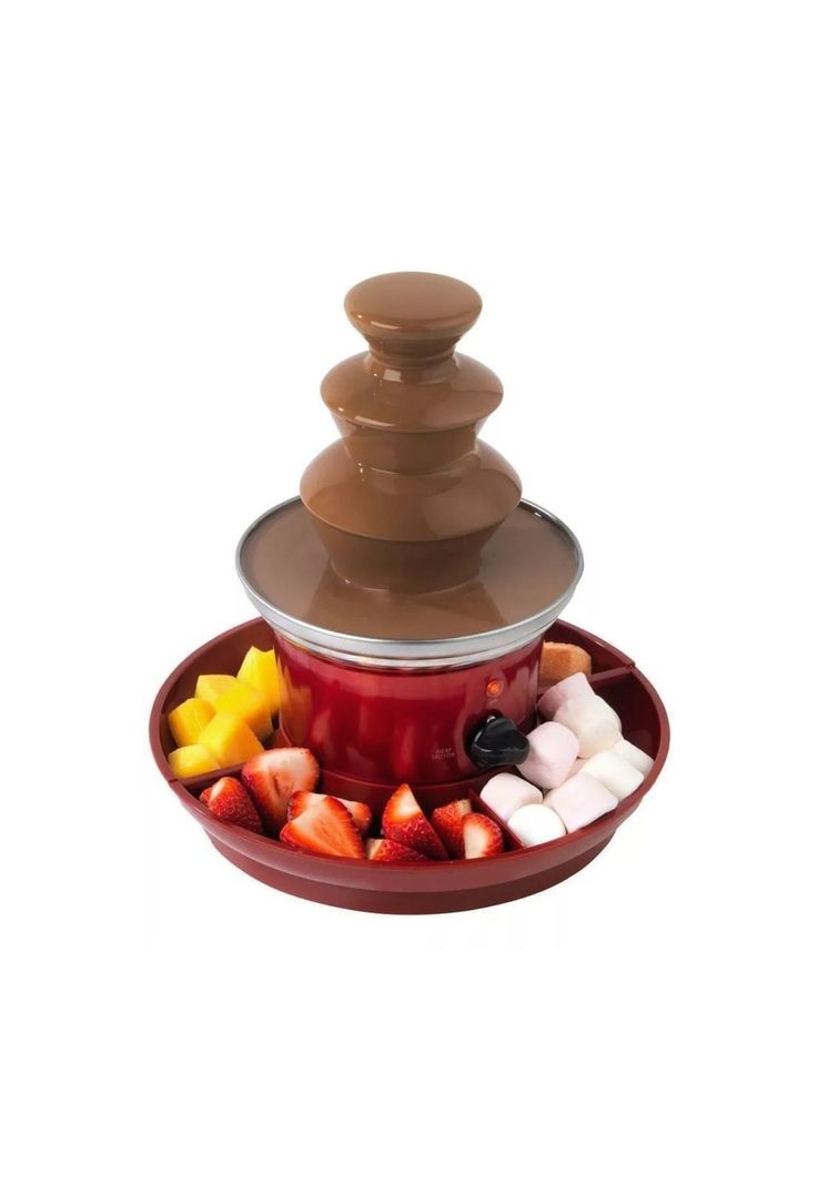 Cascada Fondue Chocolate 3 Niveles Bandeja Rojo-0