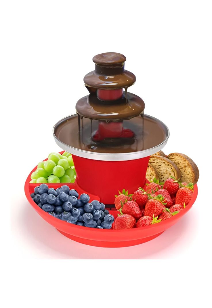Cascada Fondue Chocolate 3 Niveles Bandeja Rojo-1