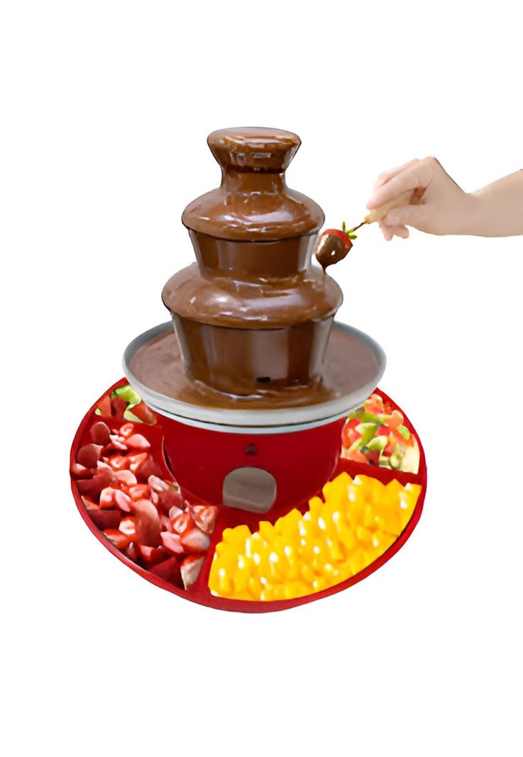 Cascada Fondue Chocolate 3 Niveles Bandeja Rojo-2
