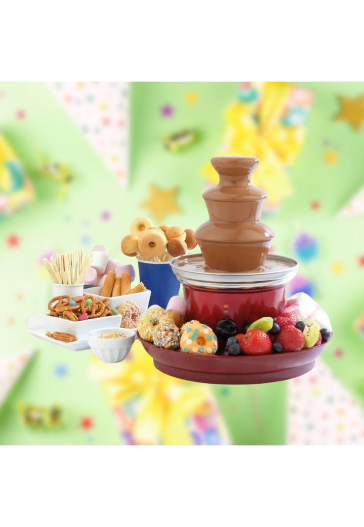 Cascada Fondue Chocolate 3 Niveles Bandeja Rojo-3