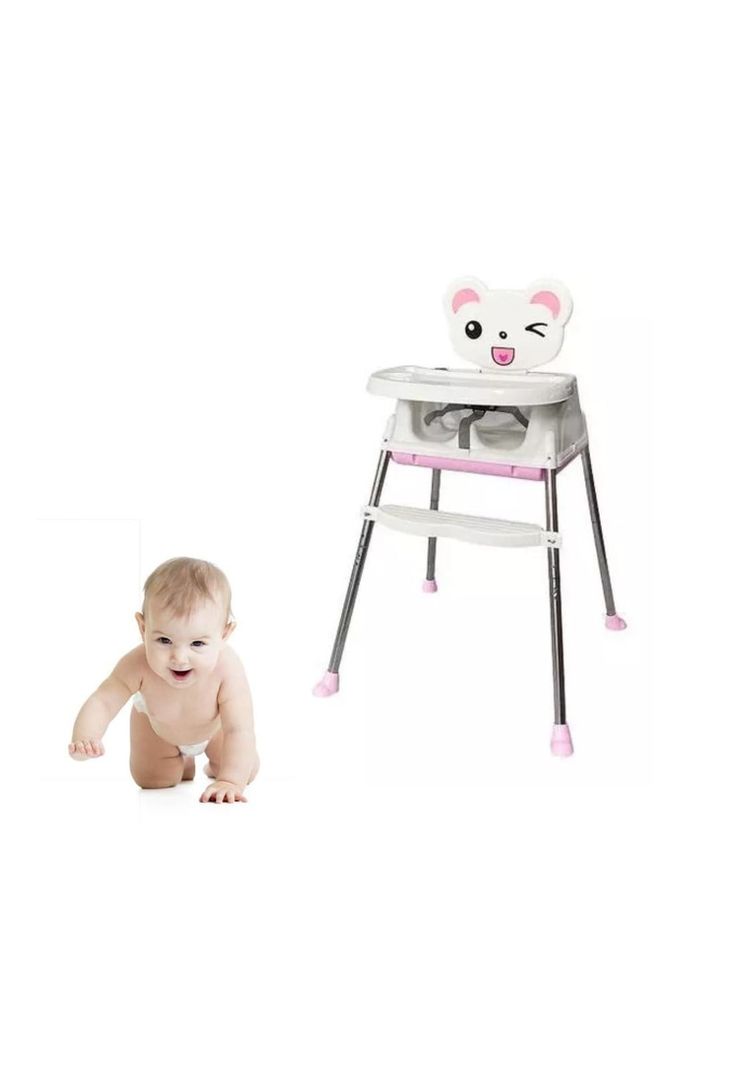 Silla Comer Bebe Infantil 3 En 1 Ajustable Rosado-1