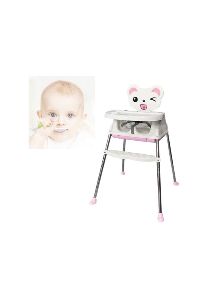 Silla Comer Bebe Infantil 3 En 1 Ajustable Rosado-2