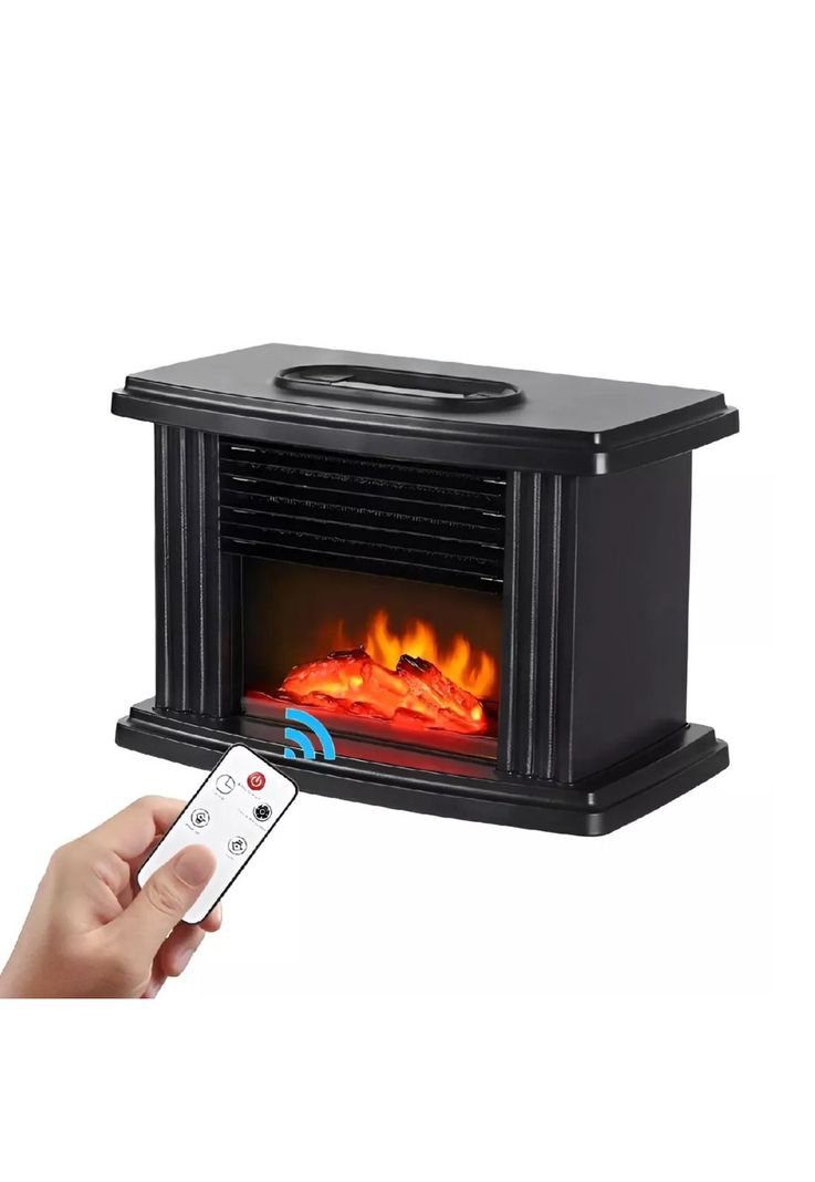 Calefactor Estufa Eléctrica Termoventilador Diseño Chimenea Negro-2