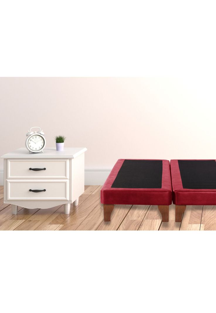 Base Dividida Cama Europea King 200x180 CM Burdeo Felpa-4