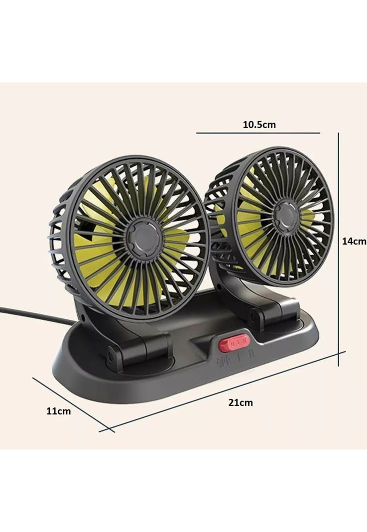 Mini Ventilador Automóvil USB Doble 5 Aspas Portátil Negro-4