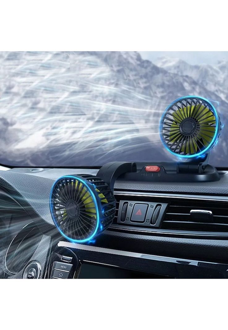 Mini Ventilador Automóvil USB Doble 5 Aspas Portátil Negro-7