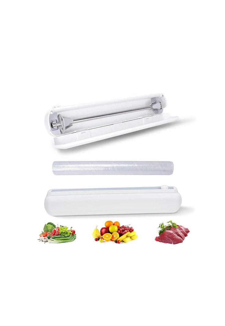 Dispensador Papel Film Plástico Aluminio Cortador Blanco-1