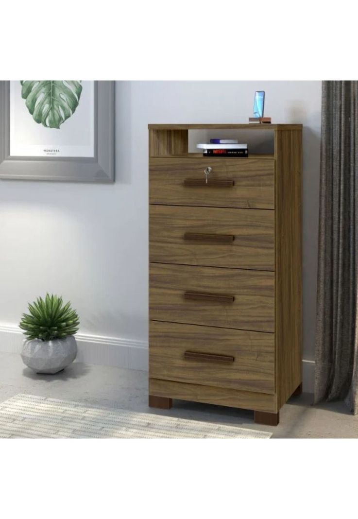 Cómoda Cajonera Madera Nogal Topaz 130x61x46 CM-4