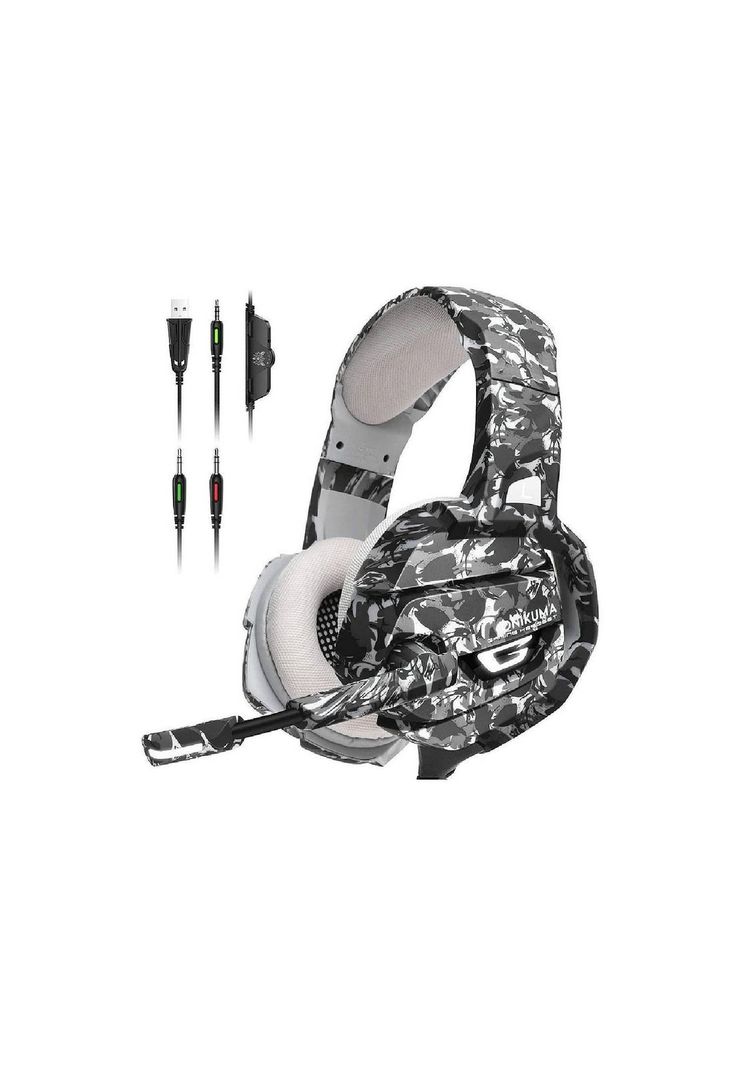 Audífonos Gamer Alámbrico Camuflaje Blanco-2