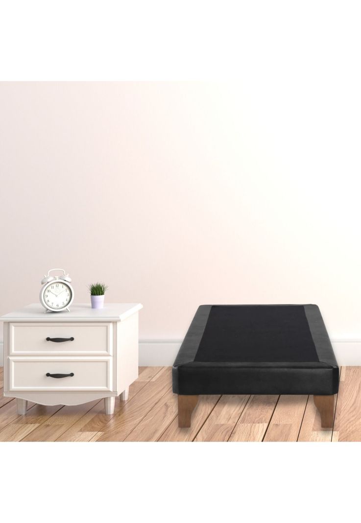 Base Elegante Cama Europea 1.5 Plaza 105x200 CM Negro Felpa-4