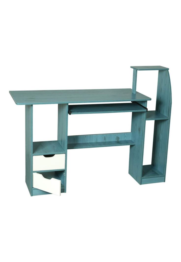 Escritorio Mesa Librero Gaveta PC 117x40x92 Azul-1