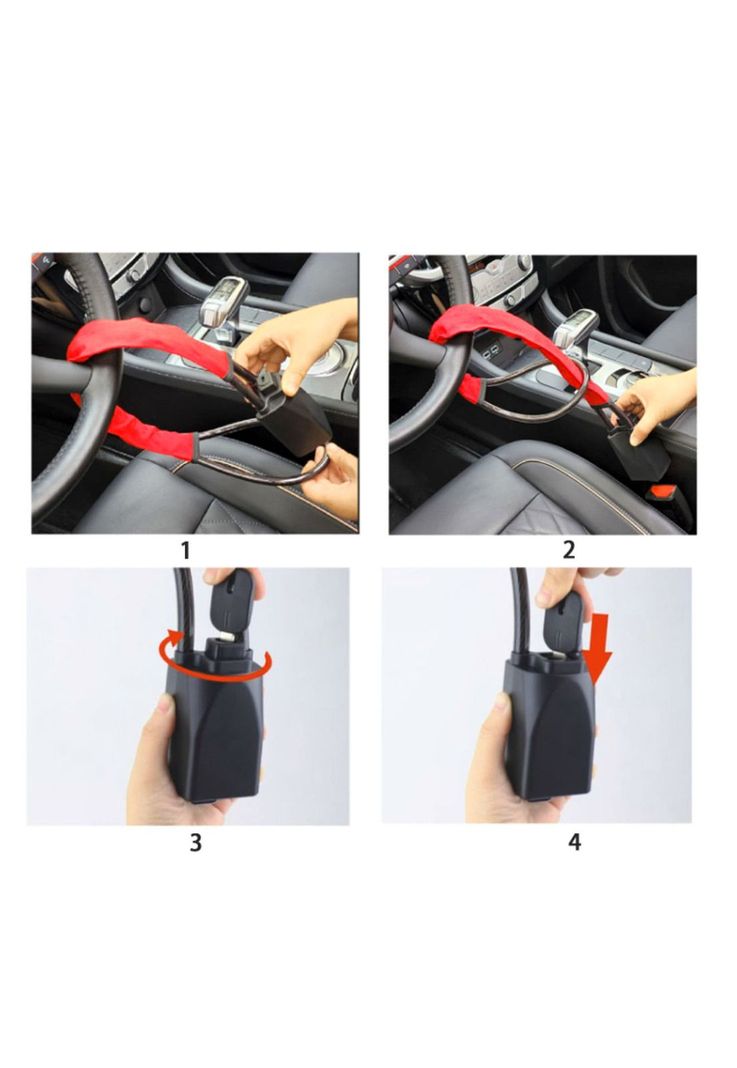 Bloqueo Volante Automóvil Cinturón Seguridad Rojo-3