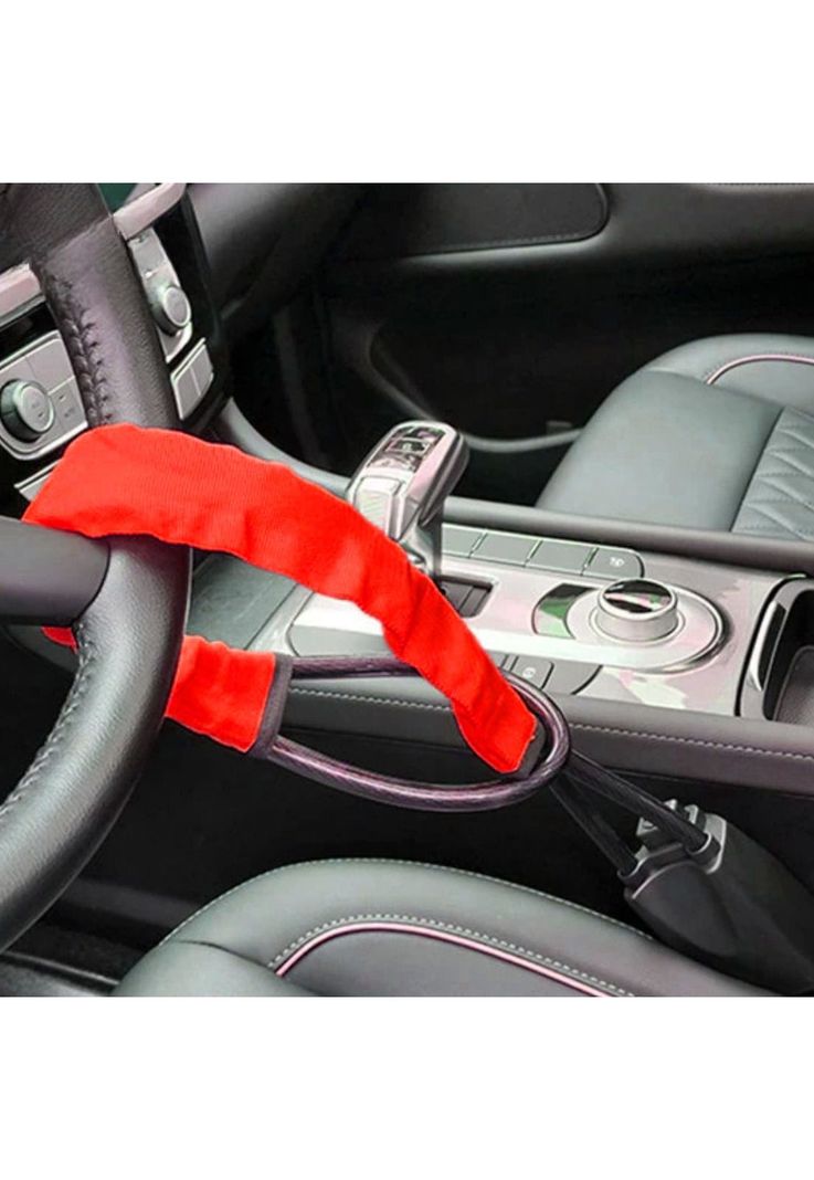 Bloqueo Volante Automóvil Cinturón Seguridad Rojo-4