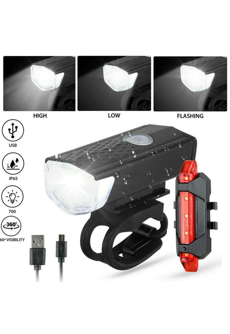 Kit Luces LED Delantera Trasera Bicicleta Recargable-3