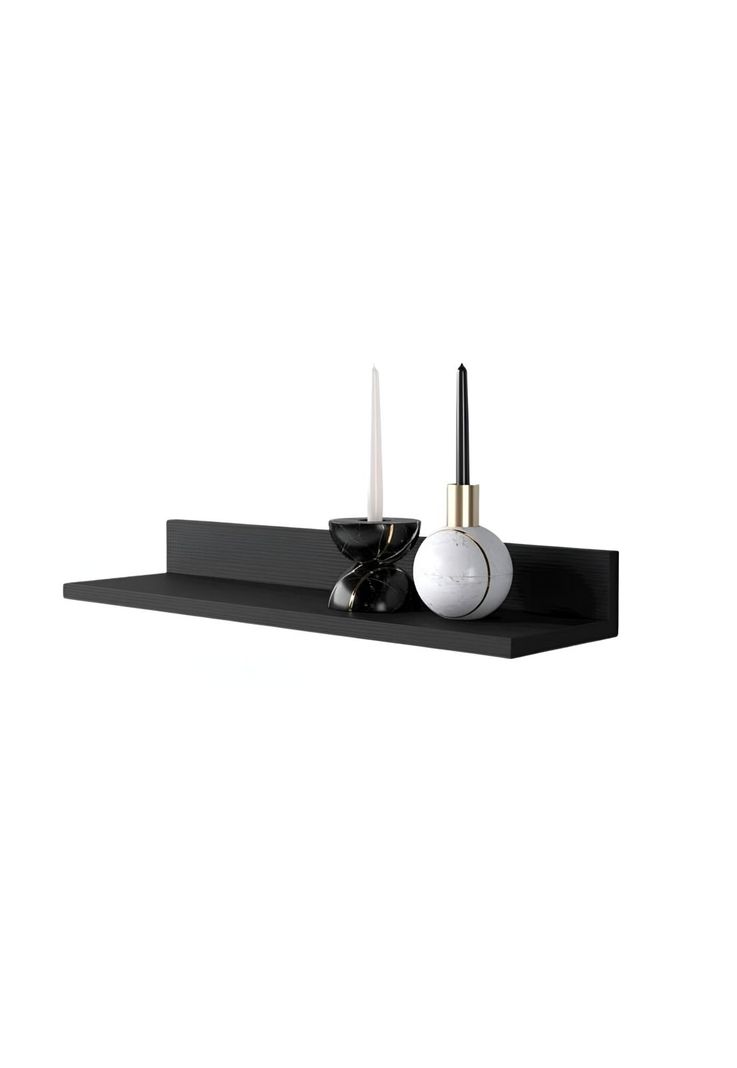 Set 4 Repisas Flotantes Rectas Soporte Negro 2x 40 CM - 2x 60 CM-4