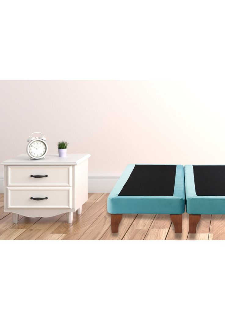 Base Dividida Cama Europea Super King 200x200 CM Turquesa Felpa-4