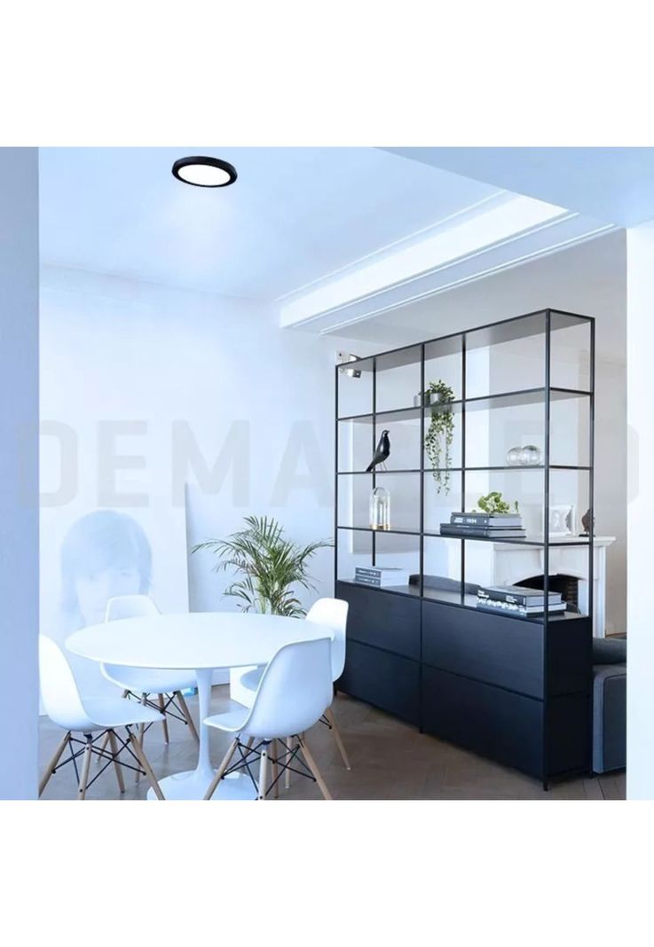 Foco Panel Led Plafón Sobrepuesto Redondo Luz Fría 220v 6000°K Negro 30 CM-3