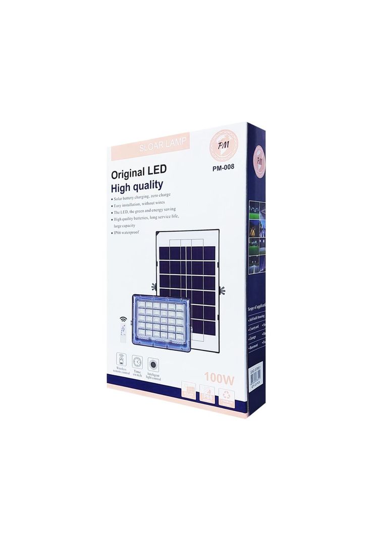 Foco LED 100 Watt IP66 Panel Solar Control Remoto-5