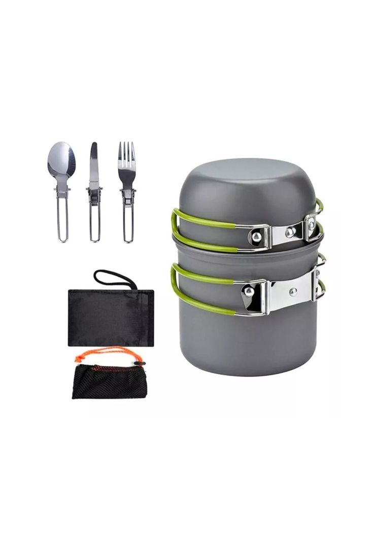 Set 5 Piezas Ollas Cubierto Pegables Ultraligero Camping-0