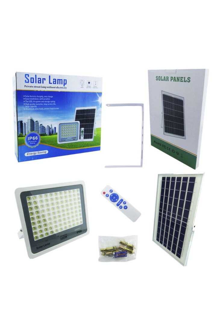 Proyector Solar LED 300 Watt 396 LED Control Remoto Metal E Indicador Carga-3