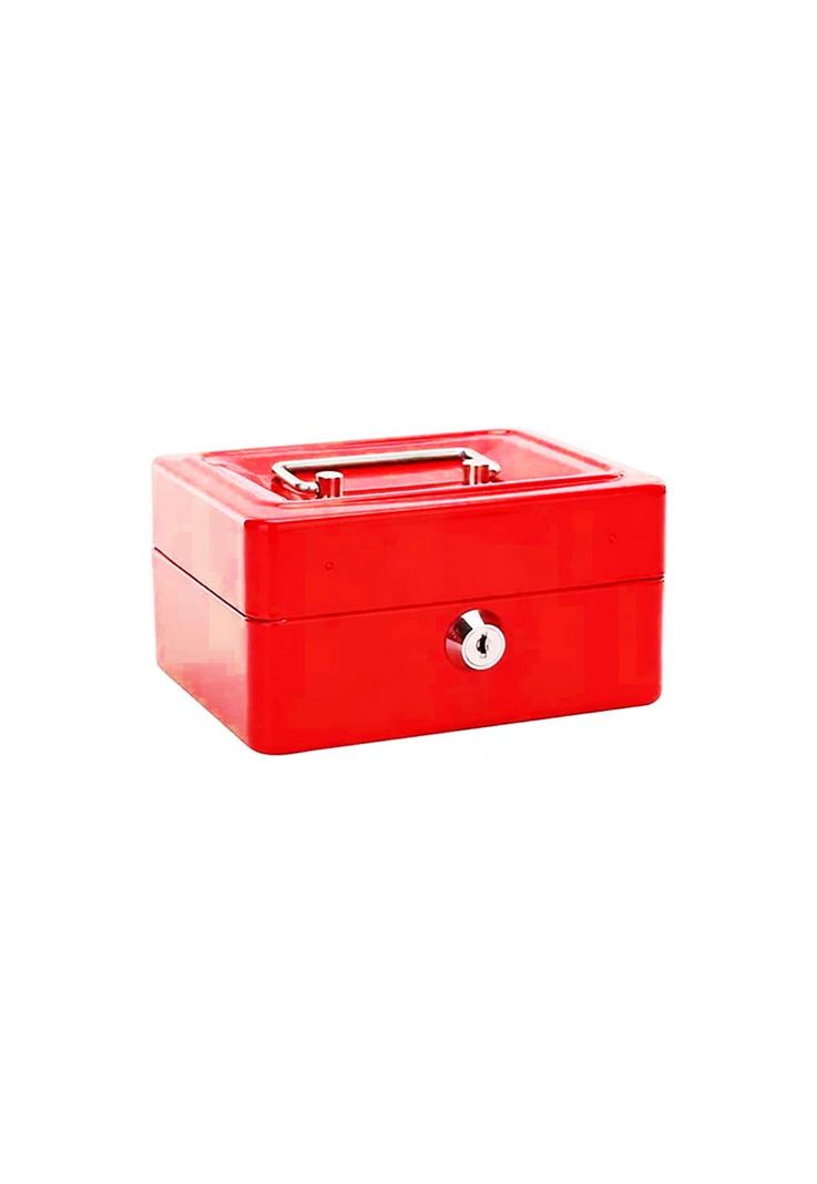 Caja Fuerte Metálica Dinero + Llave Seguridad 15x12 CM Rojo-0